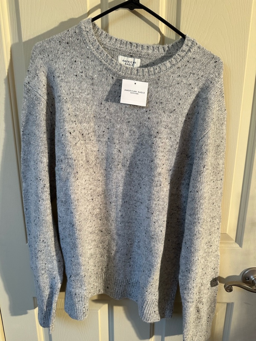 American Eagle Outfitters Light Heather Gray Speckled Crewneck Sweater